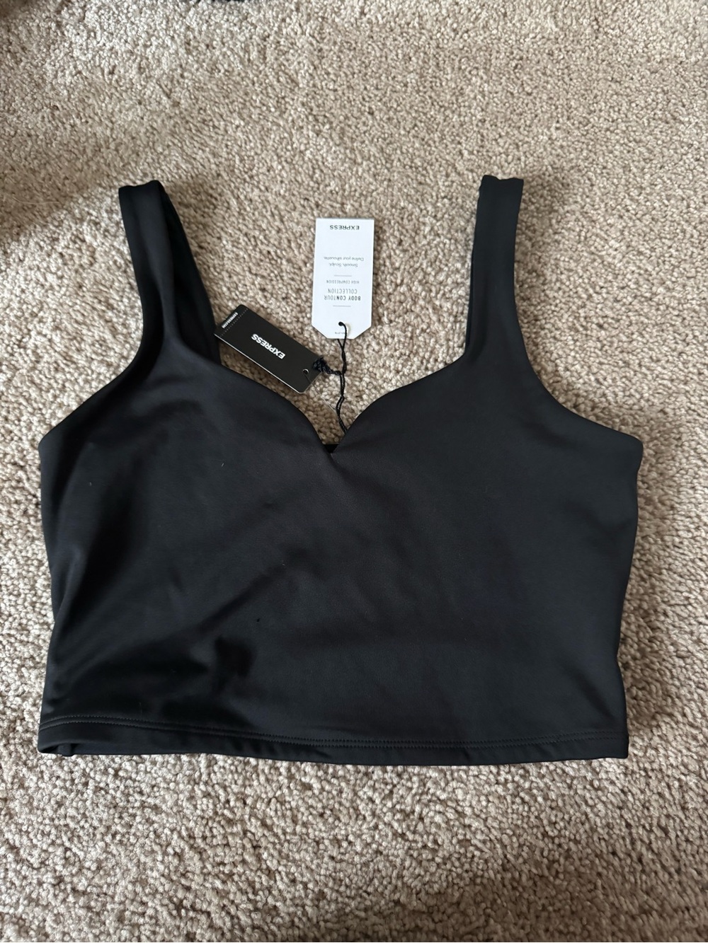 Express Black Seamless Sweetheart Crop Top